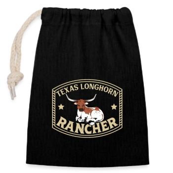Longhorn Beef - Texas Longhorn Rancher - Closable cotton gift bag (14x20cm) - black - Front