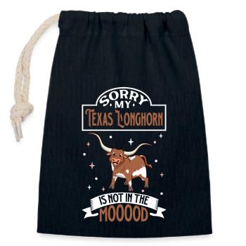 Not in the mood - Texas Longhorn - Closable cotton gift bag (14x20cm) - navy - Front