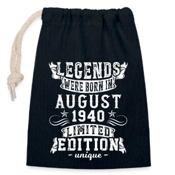 Birthday August 1940 year Limited Edition Retro - Closable cotton gift bag (14x20cm) - navy - Front