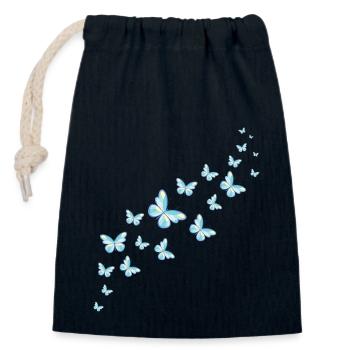 Blaue Schmetterlinge Schmetterling Schwarm Bunt - Verschließbarer Geschenkbeutel aus Baumwolle (14x20cm) - Navy - Vorne