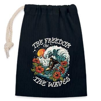 Tropical wave surfing - Closable cotton gift bag (14x20cm) - navy - Front