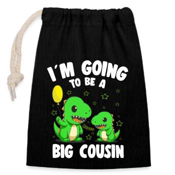 I'm Going To Be A Big Cousin baby announcement - Closable cotton gift bag (14x20cm) - black - Front