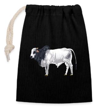 Dessin d’une vache brahmane - Sac cadeau en coton avec cordon (14 x 20 cm) - noir - Devant