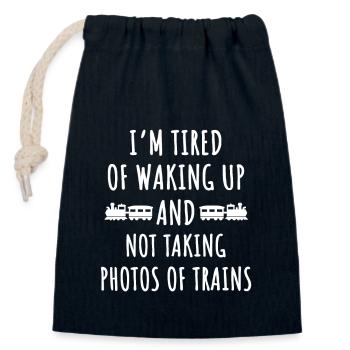 Railroad Photography - Closable cotton gift bag (14x20cm) - navy - Front