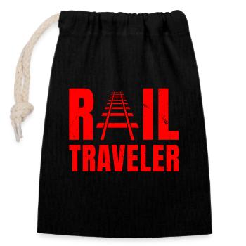 Transport ferroviaire de voyageurs - Sac cadeau en coton avec cordon (14 x 20 cm) - noir - Devant