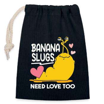 Banana Slugs Need Love Too - Closable cotton gift bag (14x20cm) - navy - Front