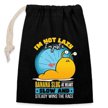 Banana Slug At Heart - Closable cotton gift bag (14x20cm) - black - Front