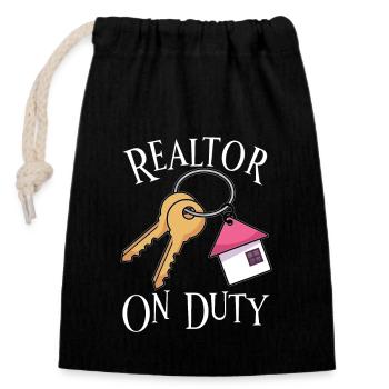 Real Estate Agent Realtor Home Closing Investor - Closable cotton gift bag (14x20cm) - black - Front