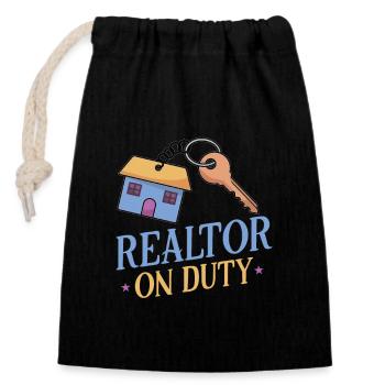 Real Estate Agent Realtor Home Closing Investor - Closable cotton gift bag (14x20cm) - black - Front