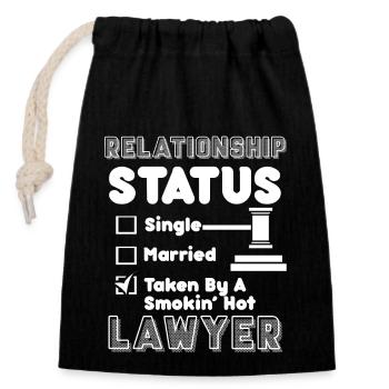 Lawyer Lawyer Relationship Status - Closable cotton gift bag (14x20cm) - black - Front