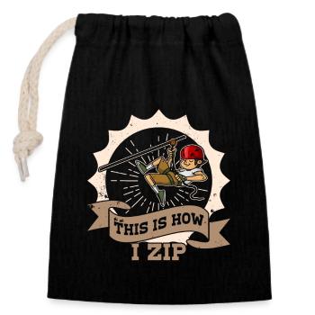 Zipline Sport Hobby Zipliner Berge Natur Sport - Verschließbarer Geschenkbeutel aus Baumwolle (14x20cm) - Schwarz - Vorne