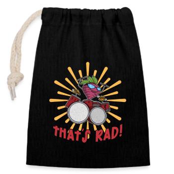 Radis Drums Garden Salad Vegan Végétarien - Sac cadeau en coton avec cordon (14 x 20 cm) - noir - Devant