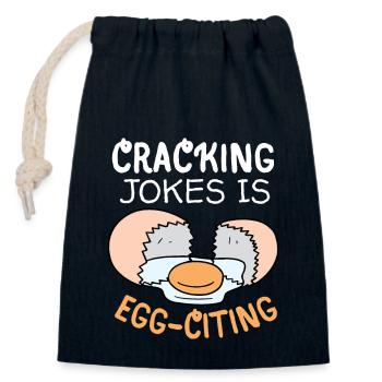 Ei, Eier, lustiger Spruch, Pun Egg-citing Witz - Verschließbarer Geschenkbeutel aus Baumwolle (14x20cm) - Navy - Vorne