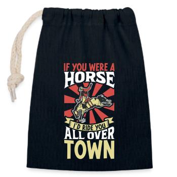 Cowboy Barn Bull Rider Rodéo Country Western - Sac cadeau en coton avec cordon (14 x 20 cm) - bleu marine - Devant