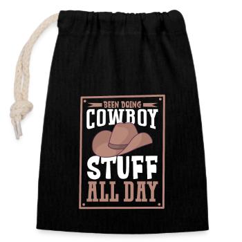 Cowboy Barn Bull Rider Rodéo Country Western - Sac cadeau en coton avec cordon (14 x 20 cm) - noir - Devant