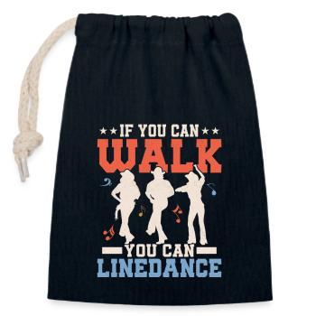 Si vous pouvez marcher, vous pouvez faire de la danse en ligne Western Country - Sac cadeau en coton avec cordon (14 x 20 cm) - bleu marine - Devant