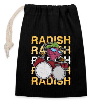 Radis Crop Garden Drums Dicton - Sac cadeau en coton avec cordon (14 x 20 cm) - noir - Devant