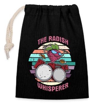 Healthy Food Radis Vegan Dire salade biologique - Sac cadeau en coton avec cordon (14 x 20 cm) - noir - Devant