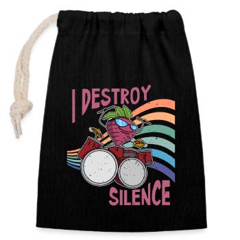 Radish Healthy Food Vegetables Salad Drums - Closable cotton gift bag (14x20cm) - black - Front