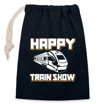 Happy Train Show - Verschließbarer Geschenkbeutel aus Baumwolle (14x20cm) - Navy - Vorne