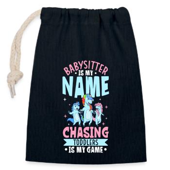 With unicorn - I'm a babysitter - Closable cotton gift bag (14x20cm) - navy - Front