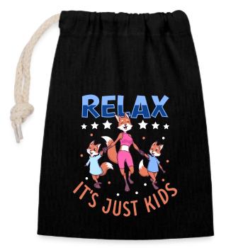 Relax it's just kids - Babysitter - Closable cotton gift bag (14x20cm) - black - Front