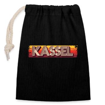Kasselerin Kasseler Kassel - Verschließbarer Geschenkbeutel aus Baumwolle (14x20cm) - Schwarz - Vorne
