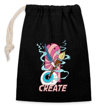 Surreal illustration for artists and creatives - Closable cotton gift bag (14x20cm) - black - Front