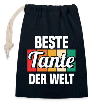 Patentante Beste Tante - Verschließbarer Geschenkbeutel aus Baumwolle (14x20cm) - Navy - Vorne