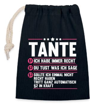 Patentante Tante - Verschließbarer Geschenkbeutel aus Baumwolle (14x20cm) - Navy - Vorne
