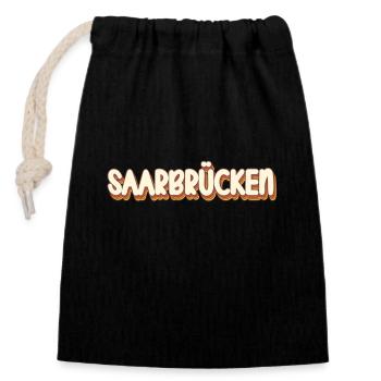 Saarbrückenerin Saarbrückener Saarbrücken - Verschließbarer Geschenkbeutel aus Baumwolle (14x20cm) - Schwarz - Vorne