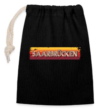Saarbrückenerin Saarbrückener Saarbrücken - Verschließbarer Geschenkbeutel aus Baumwolle (14x20cm) - Schwarz - Vorne