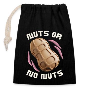 Erdnüsse, 3D Stil, lustiger Spruch Nuts-Or-No-Nuts - Verschließbarer Geschenkbeutel aus Baumwolle (14x20cm) - Schwarz - Vorne