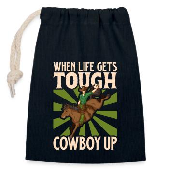 Cowboy Barn Bull Rider Rodéo Country Western - Sac cadeau en coton avec cordon (14 x 20 cm) - bleu marine - Devant