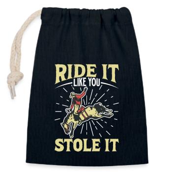Cowboy Barn Bull Rider Rodéo Country Western - Sac cadeau en coton avec cordon (14 x 20 cm) - bleu marine - Devant