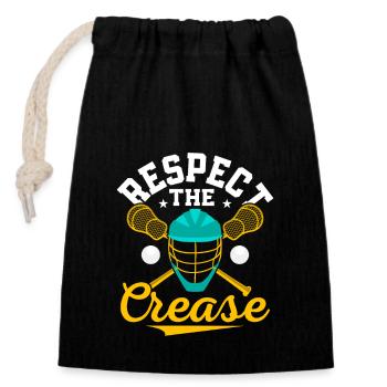 Respect The Crease Lacrosse Player Team Goalie - Verschließbarer Geschenkbeutel aus Baumwolle (14x20cm) - Schwarz - Vorne