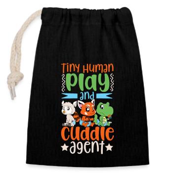 Game and cuddle agent - babysitter - Closable cotton gift bag (14x20cm) - black - Front