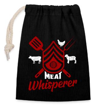 Meat Whisperer Smoker BBQ Grilling - Closable cotton gift bag (14x20cm) - black - Front