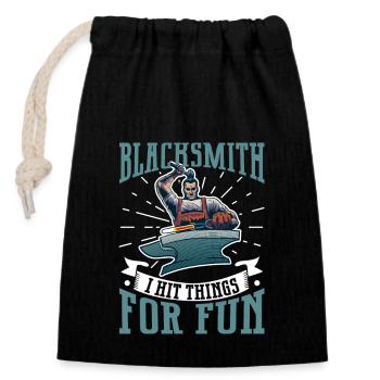 Blacksmith Metalworker Bladesmith Metal - Closable cotton gift bag (14x20cm) - black - Front