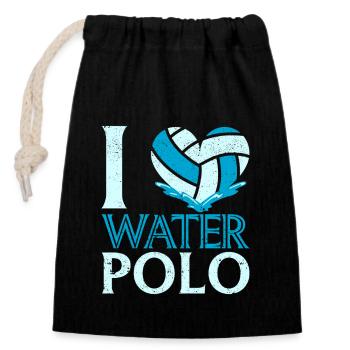 I Love Water Polo Heart Vintage Funny Water - Closable cotton gift bag (14x20cm) - black - Front