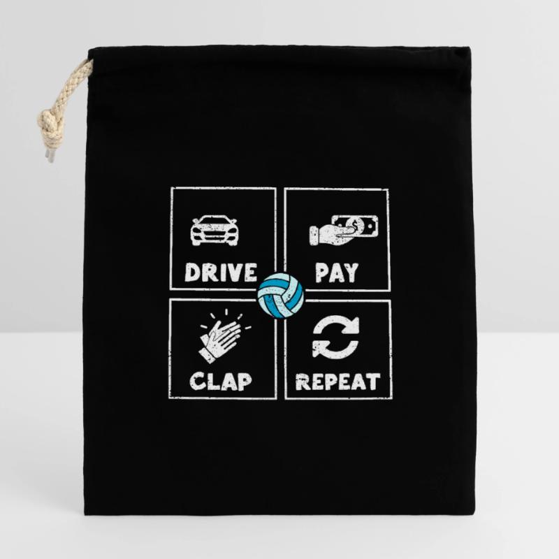 Driving, paying, clapping, repeating, eating, sleeping, Closable cotton gift bag (14x20cm)