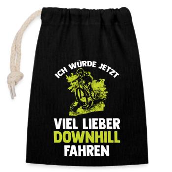 Mountainbike Fahrrad Downhill - Verschließbarer Geschenkbeutel aus Baumwolle (14x20cm) - Schwarz - Vorne