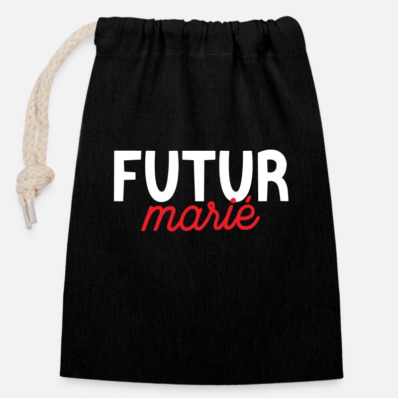 Futur marié - Sac cadeau en coton avec cordon (14 x 20 cm) - noir