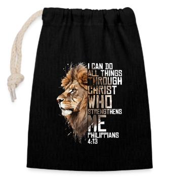 Christian Religious Bible Verse Sayings Quote Pun - Closable cotton gift bag (14x20cm) - black - Front