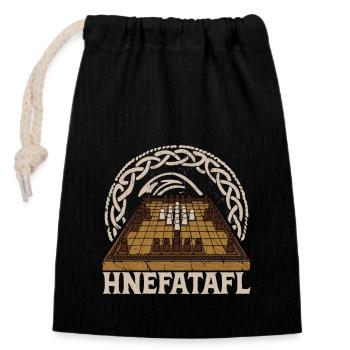 Historical board game Hnefatafl - Closable cotton gift bag (14x20cm) - black - Front