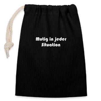 Feuerwehr - Mutig in jeder Situation - Verschließbarer Geschenkbeutel aus Baumwolle (14x20cm) - Schwarz - Vorne