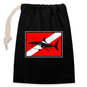 Dive Shark Diver Down Flag Scuba Diving Master - Verschließbarer Geschenkbeutel aus Baumwolle (14x20cm) - Schwarz - Vorne