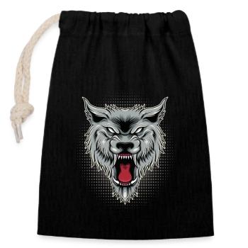 Wolf Wölfe Liebhaber Wolf Design - Verschließbarer Geschenkbeutel aus Baumwolle (14x20cm) - Schwarz - Vorne