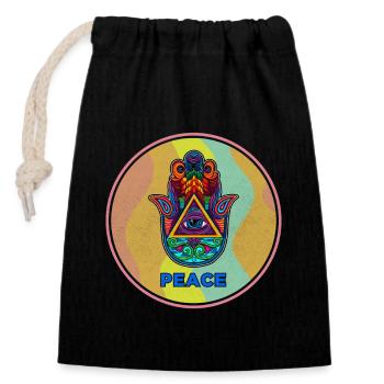 Hamsa Hand Zeichen Yoga Buddhismus Talisman - Verschließbarer Geschenkbeutel aus Baumwolle (14x20cm) - Schwarz - Vorne