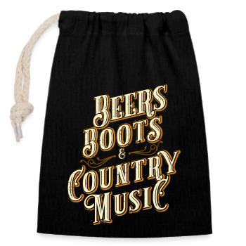 Bierstiefel Country-Musik lustiges Design - Verschließbarer Geschenkbeutel aus Baumwolle (14x20cm) - Schwarz - Vorne